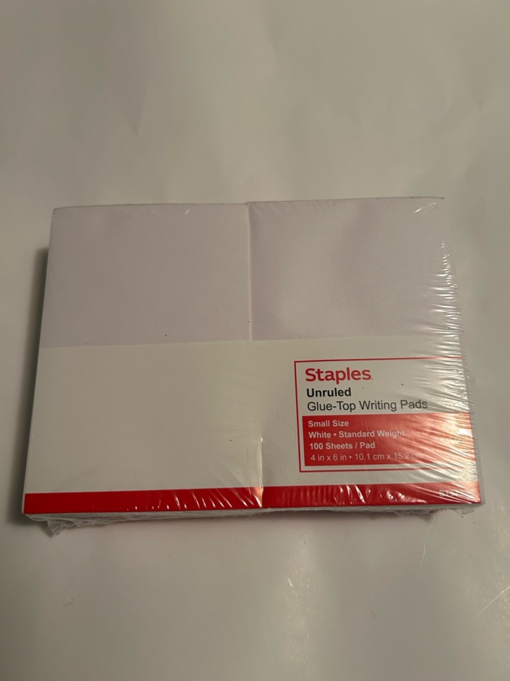 Staples Unruled Glue-Top Writing Pads - White 12 Total Pads